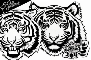 Agressive tiger tattoo idea