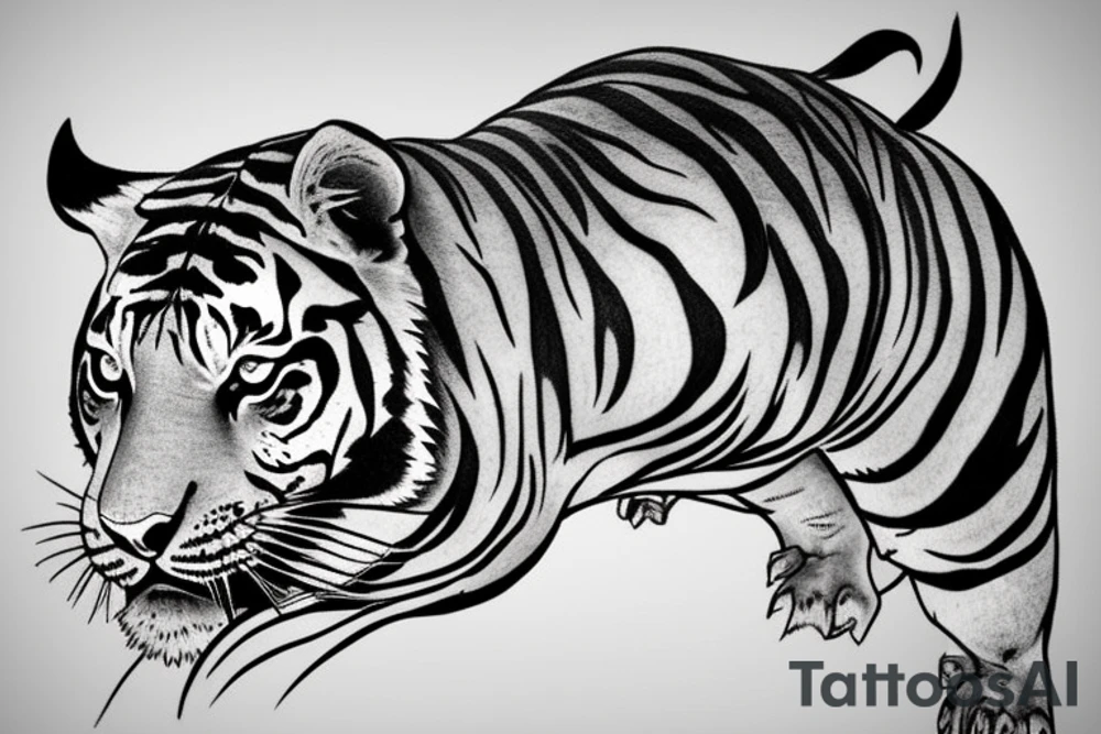 Agressive tiger tattoo idea
