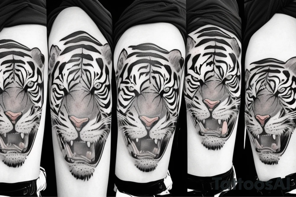 Agressive tiger tattoo idea