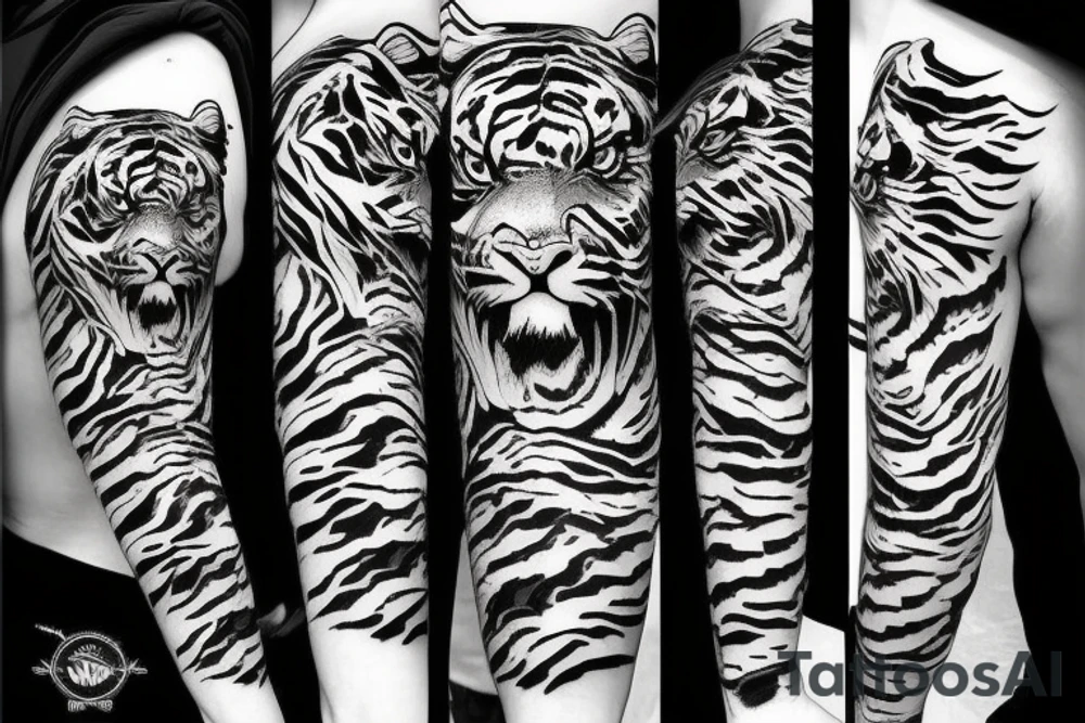 Agressive tiger tattoo idea