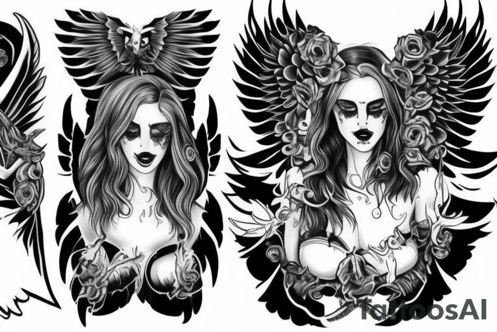 Angel and fallen angel tattoo idea