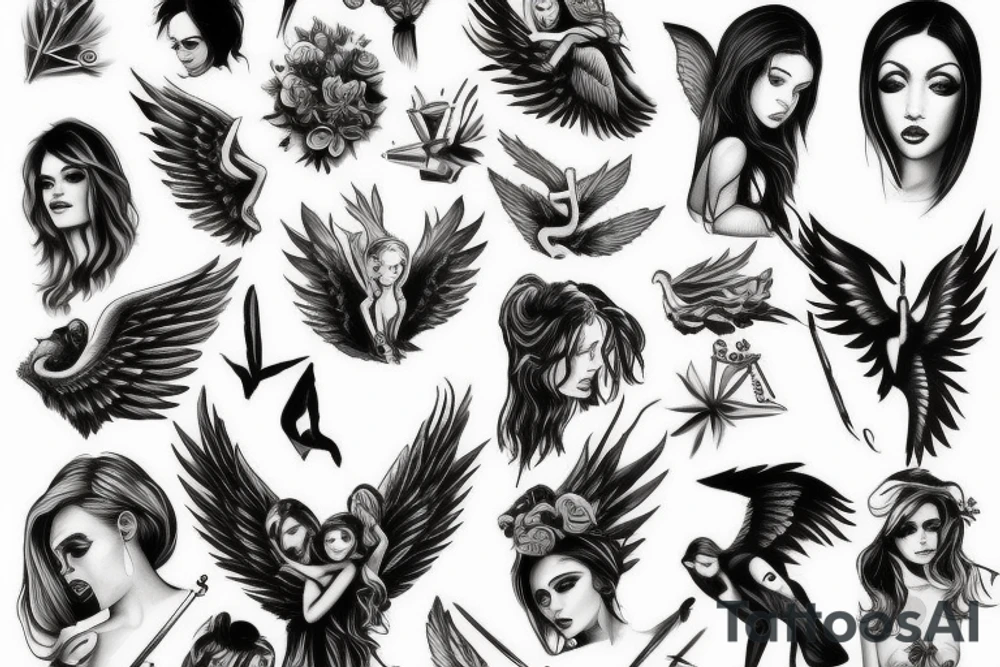 Angel and fallen angel tattoo idea