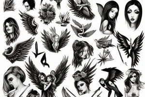 Angel and fallen angel tattoo idea