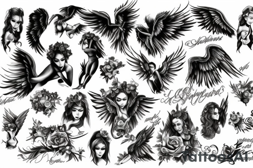 Angel and fallen angel tattoo idea