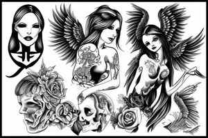 Angel and fallen angel tattoo idea