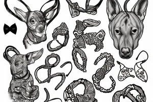 Pretzel with ears of Stafford Bullterier tattoo idea