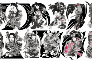 Samuraj, tygrys, smok, kwiaty, woda, cienie. tattoo idea