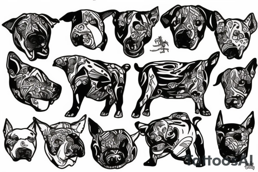Crazy Stafford Bullterier tattoo idea