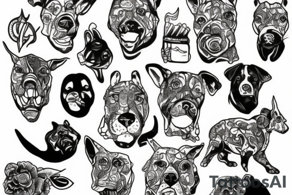 Crazy Stafford Bullterier tattoo idea