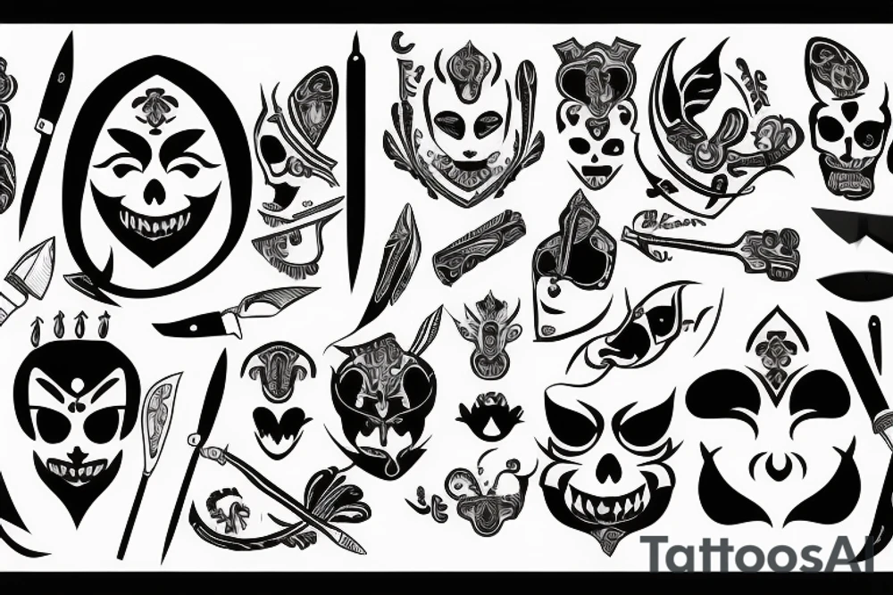 Knife with face tattoo idea