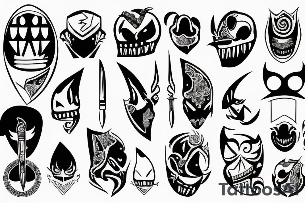 Knife with face tattoo idea
