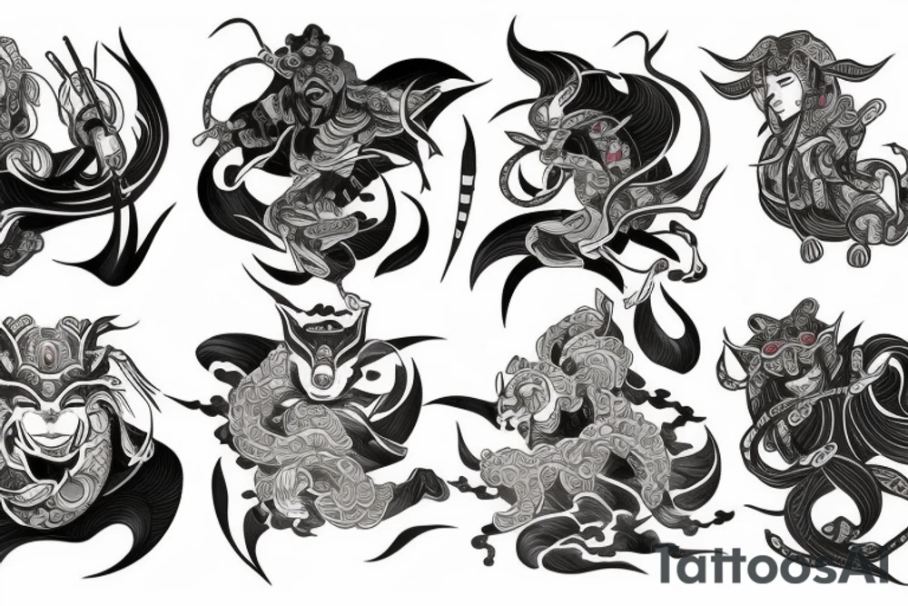Samuraj, tygrys, smok, kwiaty, woda
. tattoo idea