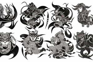 Samuraj, tygrys, smok, kwiaty, woda
. tattoo idea