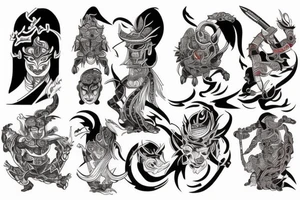 Samuraj, tygrys, smok, kwiaty, woda
. tattoo idea