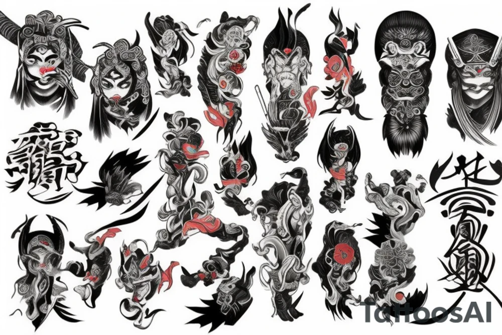 Samuraj, tygrys, smok, kwiaty, woda
. tattoo idea