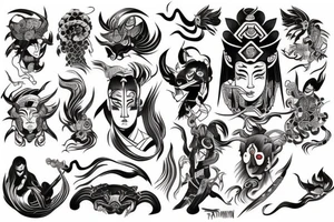 Samuraj, tygrys, smok, kwiaty, woda
. tattoo idea