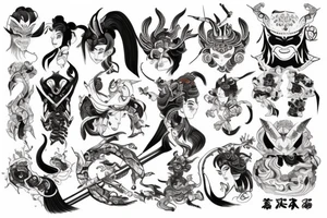Samuraj, tygrys, smok, kwiaty, woda
. tattoo idea