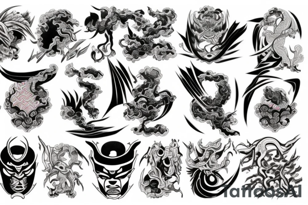 Samuraj, tygrys, smok, kwiaty, woda
. tattoo idea