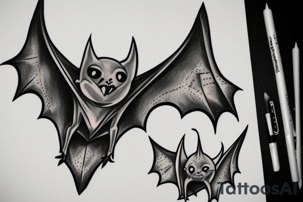Bat head tattoo idea
