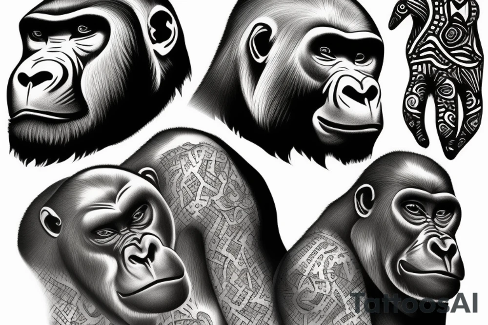 African gorilla tattoo idea