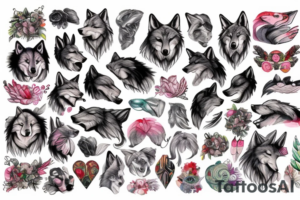 Strong wolf cut drugss tattoo idea