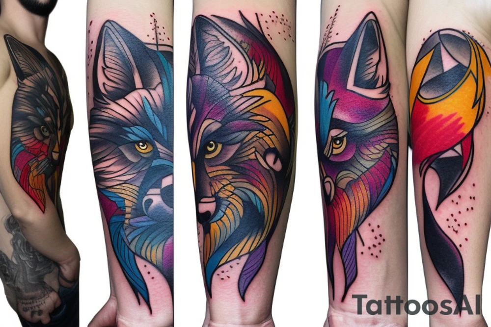 Strong wolf cut drugss tattoo idea