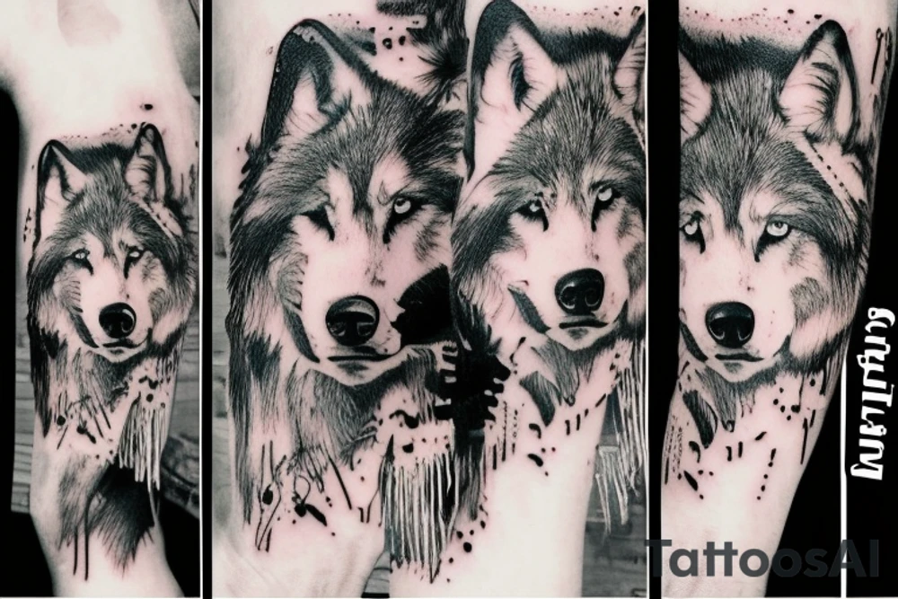 Strong wolf cut drugss tattoo idea