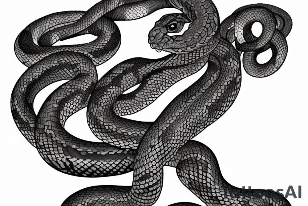 A sleeve where a snake is crawling down the arm. There's not much extra components, and the snake is in black and white, with some small orange/red accents tattoo idea