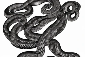 A sleeve where a snake is crawling down the arm. There's not much extra components, and the snake is in black and white, with some small orange/red accents tattoo idea
