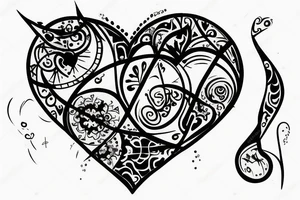 hourglass combine with heart tattoo idea