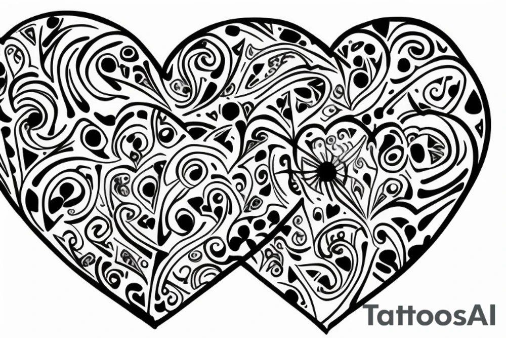 hourglass combine with heart tattoo idea