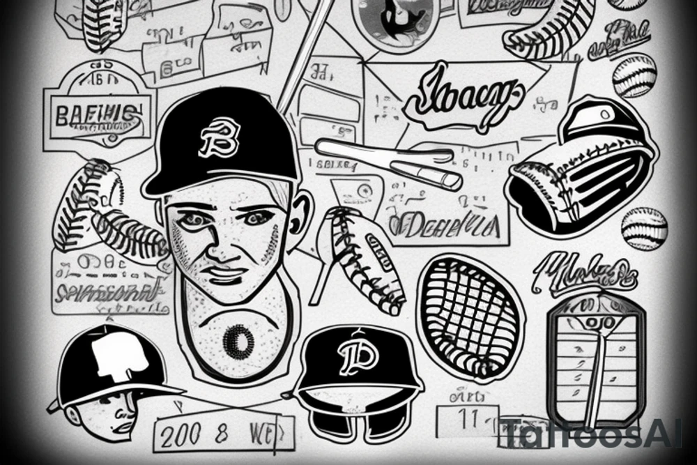 Dude with baseball on a "2002" sign tattoo idea