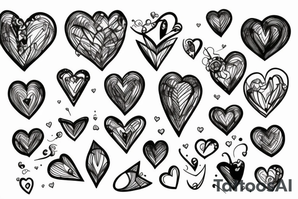 heart combine with hourglass tattoo idea