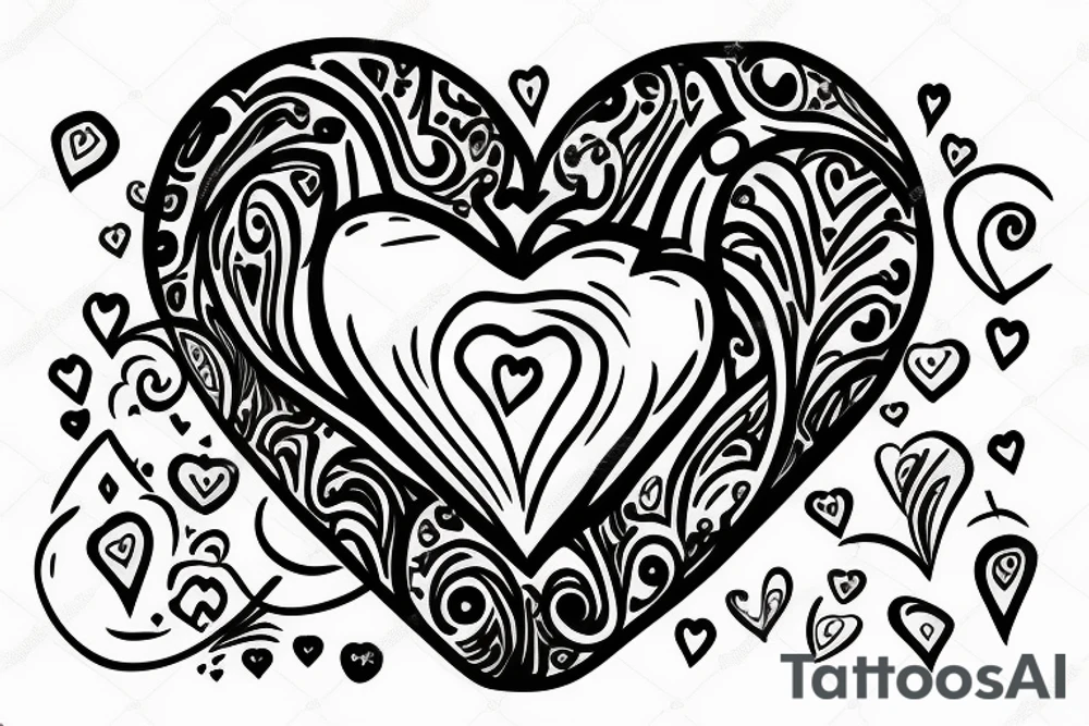 heart combine with hourglass tattoo idea