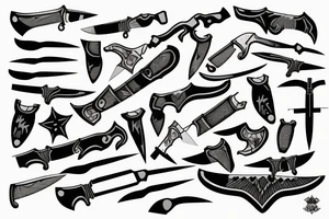 man stabed by knifes in his back tattoo idea