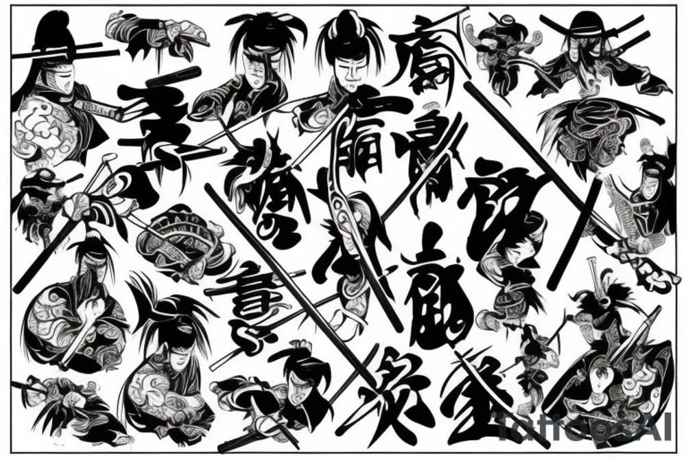 Samurai fight tattoo idea