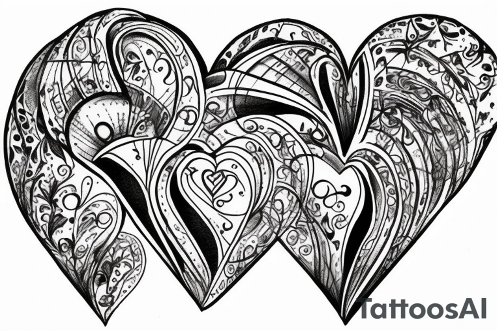 heart combine with hourglass tattoo idea