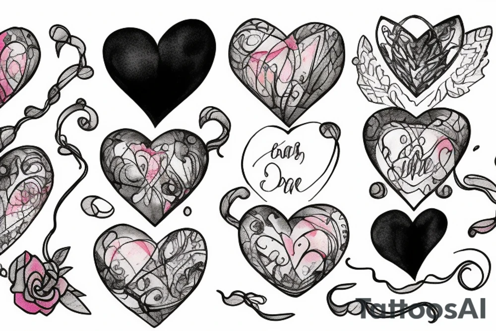 heart combine with hourglass tattoo idea