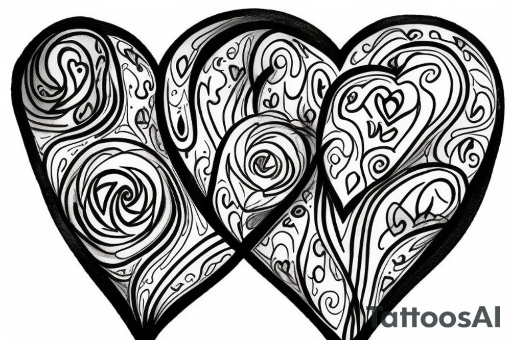half heart and half hourglass tattoo idea