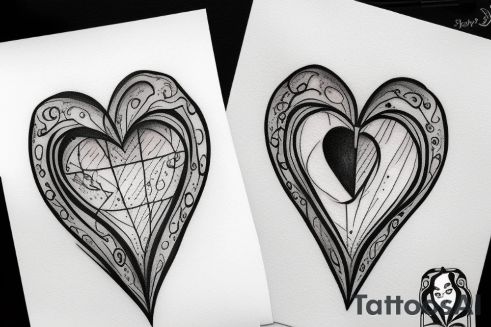 half heart and half hourglass tattoo idea