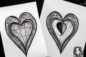 half heart and half hourglass tattoo idea