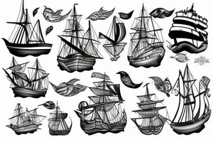Sea and ship tattoo idea