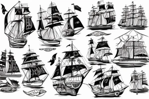 Sea and ship tattoo idea