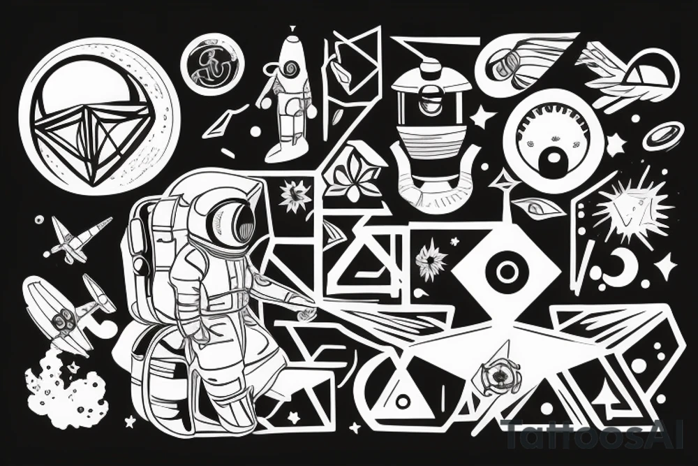Astronaut looking for a sense of life tattoo idea