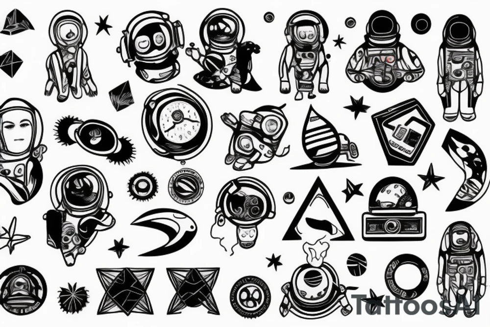 Astronaut looking for a sense of life tattoo idea
