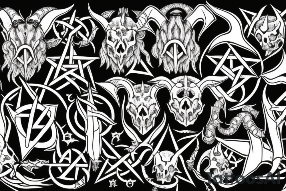 Satanic pentagram with goat skull tattoo idea