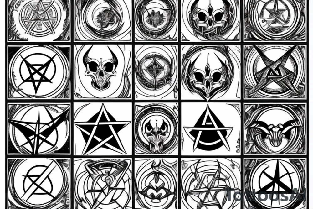 Satanic pentagram with goat skull tattoo idea