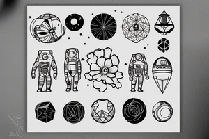 simple, cosmos, astronauts tattoo idea