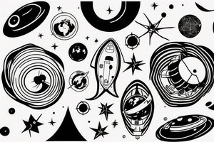 simple, cosmos, astronauts tattoo idea