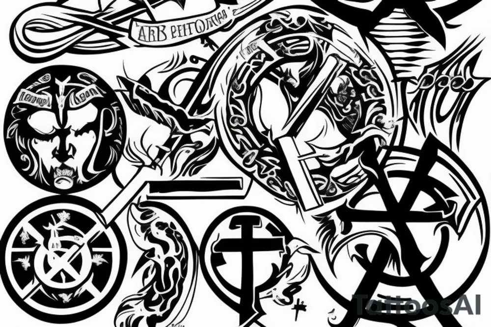Satan breaking a cross in half tattoo idea